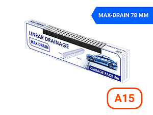 Гаражен комплект, дренажни канали MAX-DRAIN с поцинкована решетка, 3 метра, A15