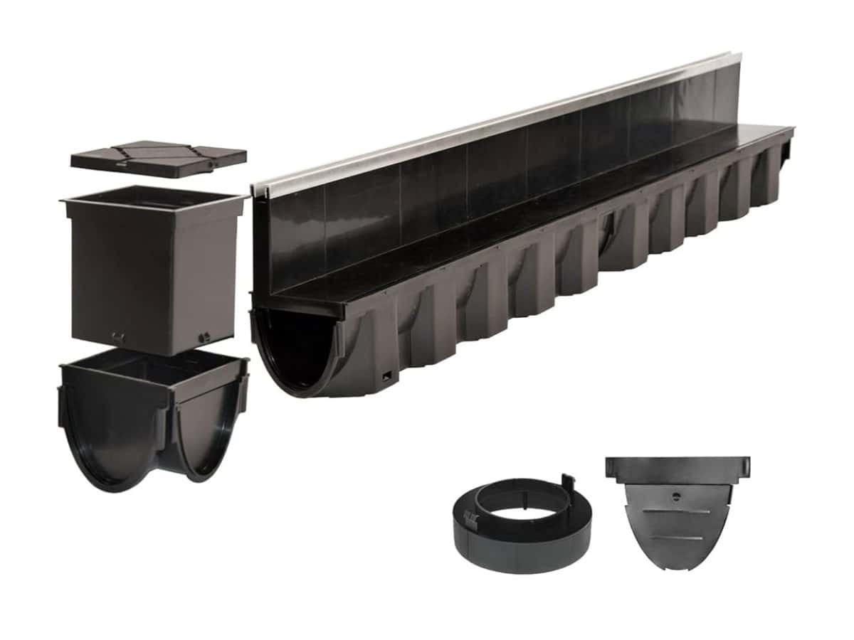 Канал MAX-DRAIN SLIM Slot RG, 1000x96x174mm, B125, с пластмасова решетка, алуминиев слот