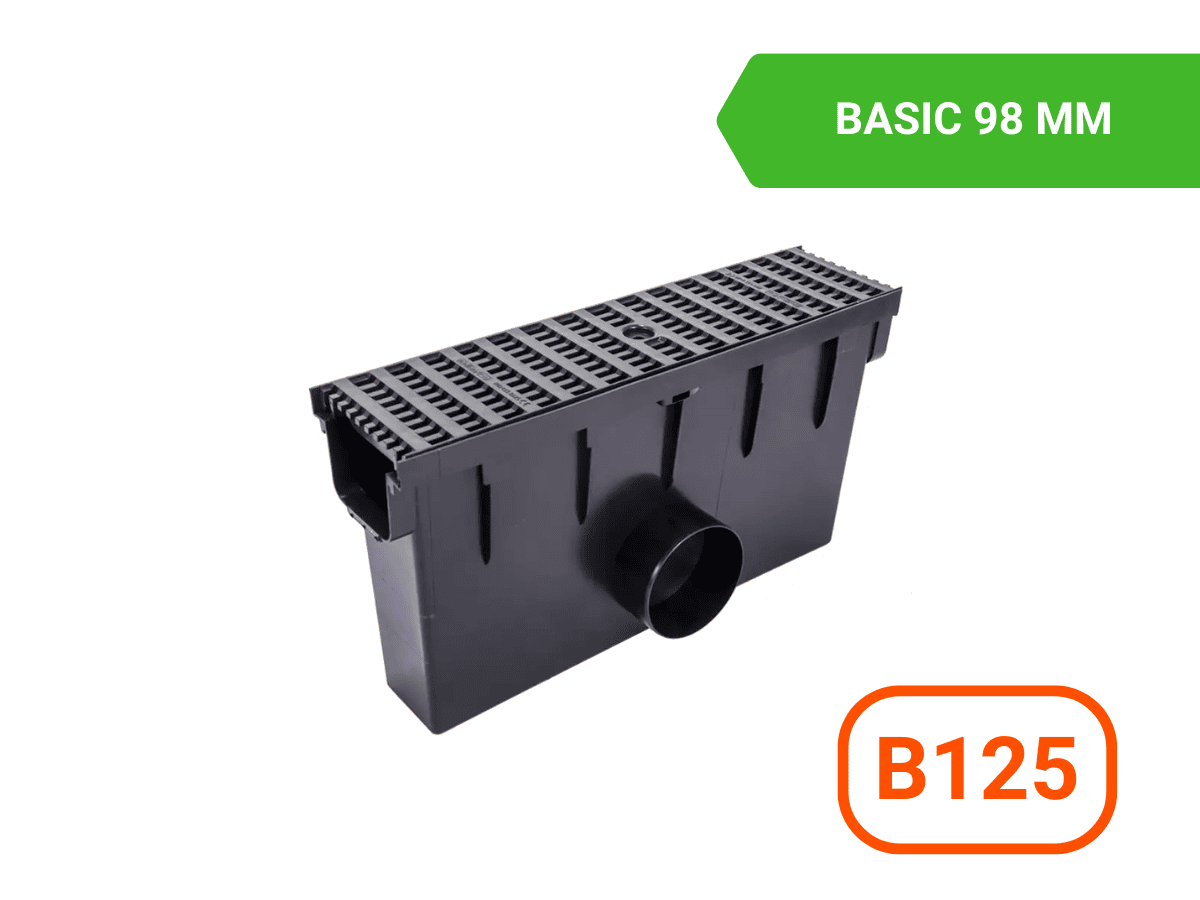 Ревизионна шахта с PVC решетка B125, Ф110mm, MAX-DRAIN BASIC, 500x131x280mm