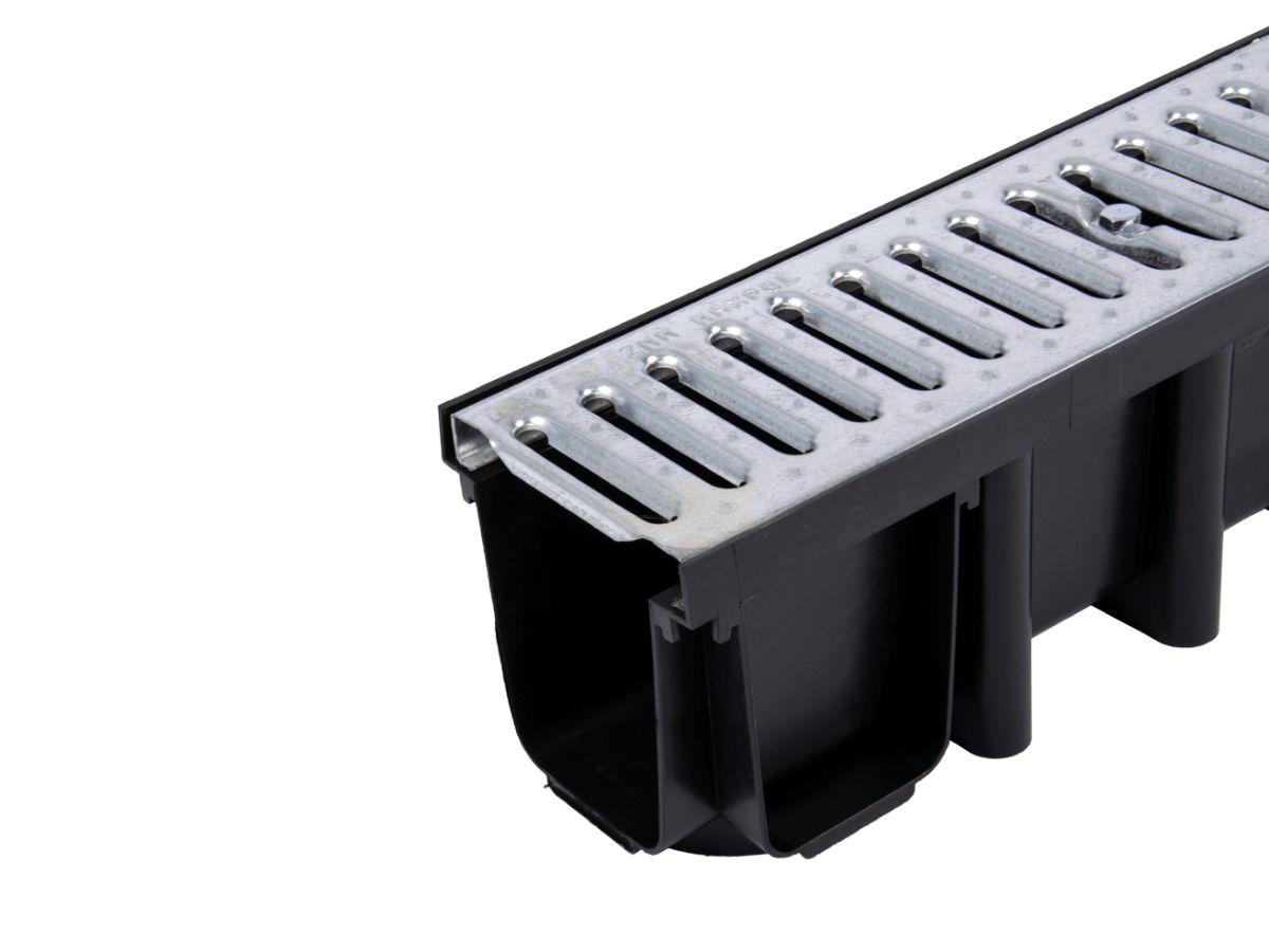 Дренажен канал MAX-DRAIN BASIC с поцинкована решетка A15, 1000x131x148mm - Image 2