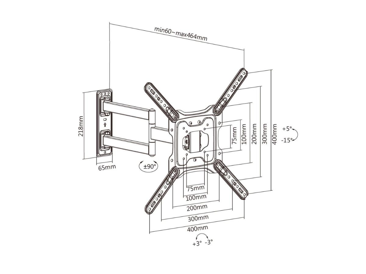 Стойка за телевизор за монтаж на стена Home It, врътяща, 32-55″ 35 kg - Image 9
