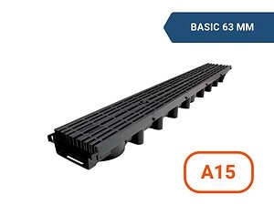 Дренажен канал с PP решетка A15, 1000x131x63mm, MAX- DRAIN BASIC